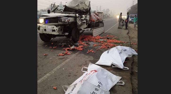 ভালুকায় দাঁড়িয়ে থাকা বালুর ট্রাকে পিকআপের ধাক্কা, নিহত দুই