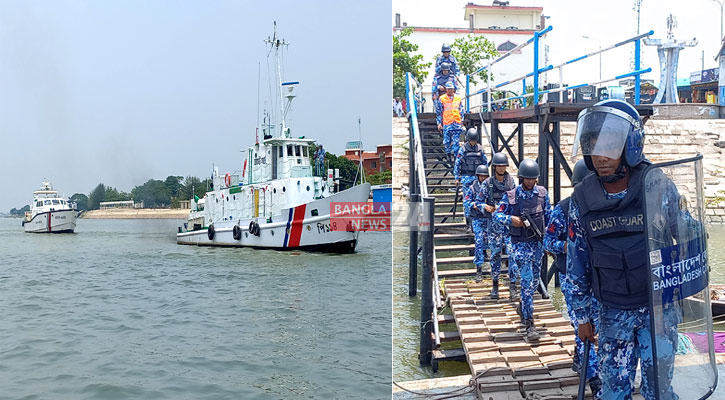 চরাঞ্চলে উপজেলা নির্বাচনী এলাকায় কোস্টগার্ডের মহড়া